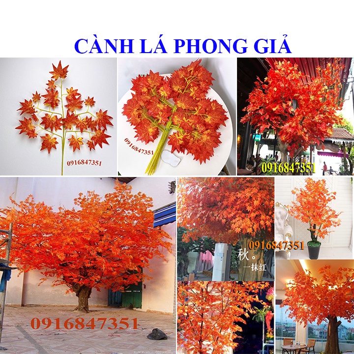 Lá Phong giả Làm Cây Giả trang trí Siêu Đẹp, lá phong đỏ
