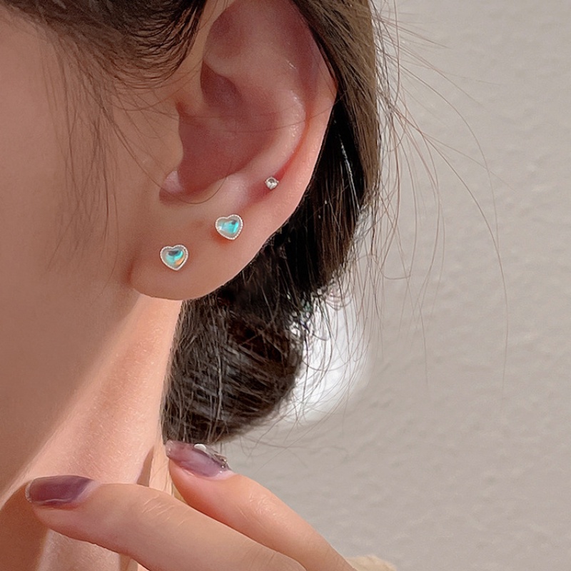 Hoa tai xoắn ốc hình trái tim đầy màu sắc Hoa tai thời trang đơn giản Hoa tai đinh tán của phụ nữ Hàn Quốc