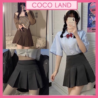 Chân váy xếp ly ngắn bản to phong cách Hàn Quốc nhiều màu_CV003 ulzzang nữ tính, mầu đen, trắng, be, nâu tây, cocoland