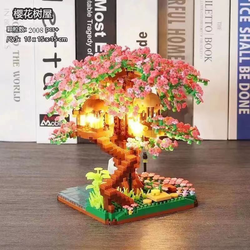 Bộ đồ chơi lắp ráp ngôi nhà trên cây hoa anh đào giáo dục dành cho bé