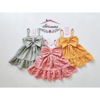 Váy hai dây nơ ngực xốp nhún 3 màu xinh xẻo - Tocxumi