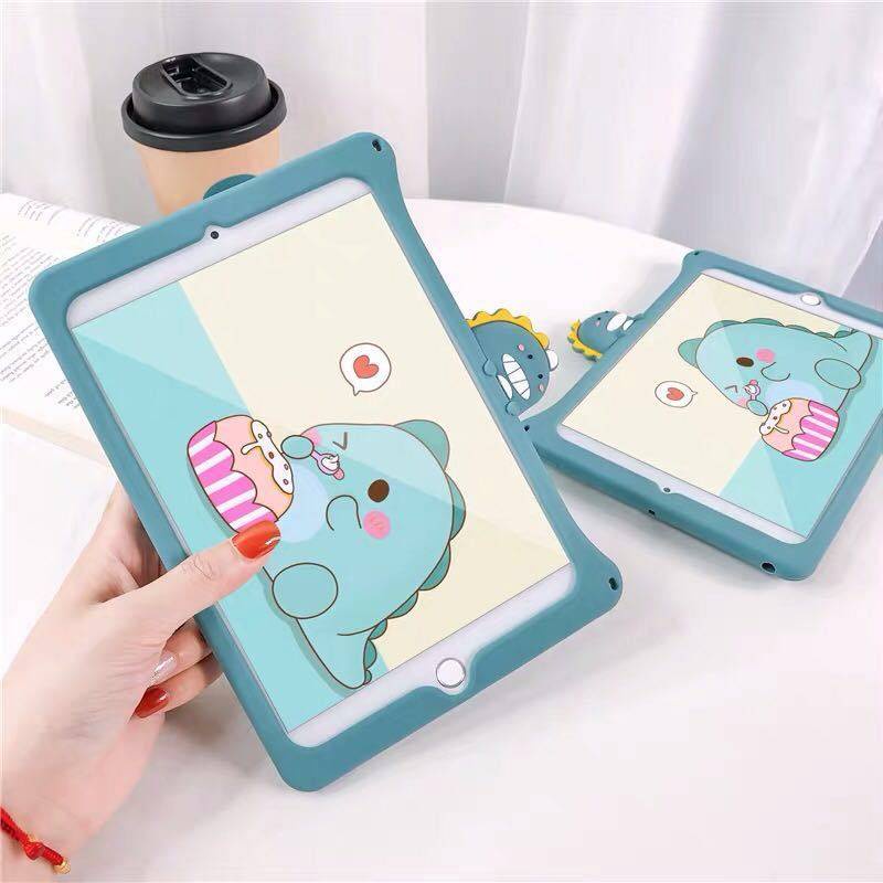 Ốp máy tính bảng silicon mềm kiểu khủng long 3D thích hợp cho Ipad Air 123 Pro Ipad 5th 6th 2017 2018 2019