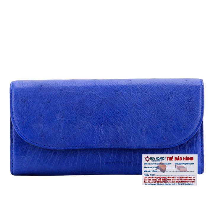 Ví nữ da đà điểu Huy Hoàng 3 gấp màu xanh dương-TS3402