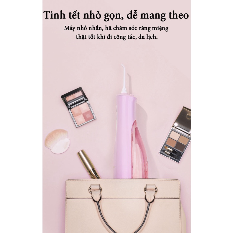 Máy Tăm Nước Cầm Tay Lebooo LBE0053 Chính Hãng - Dung Tích 200ML - Tặng Kèm Chỉ Nha Khoa - Giúp Bảo Vệ Răng Lợi