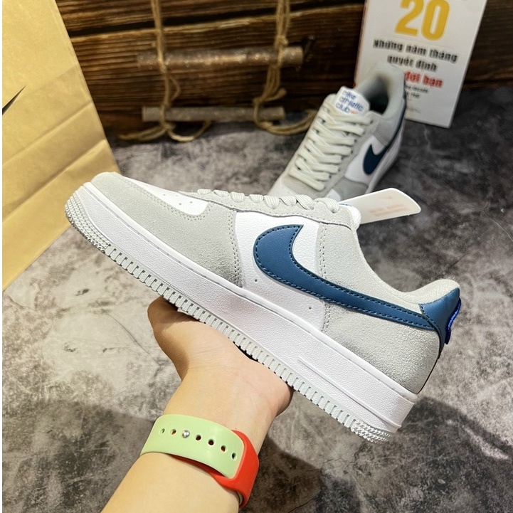 Giày Nikke AirForce1 Low Athletic Club/Af1 Xám Viền Xanh, CLUB XÁM XANH
