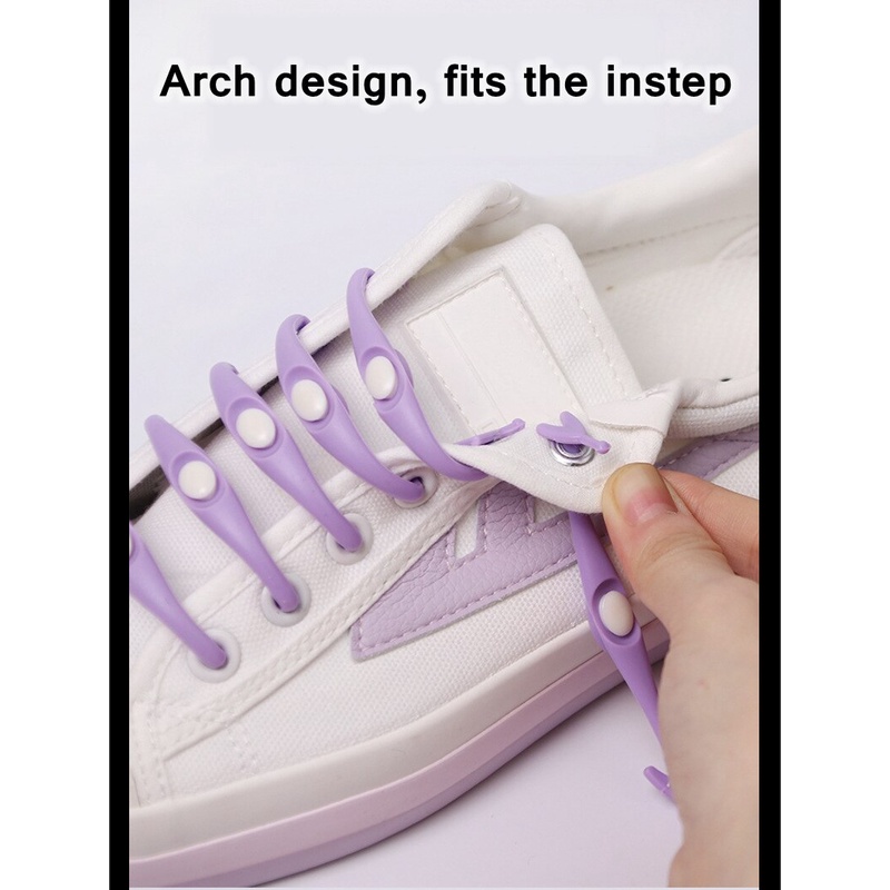 1 Set 12 Dây Giày Thể Thao Không Cần Buộc Bằng Silicone Co Giãn