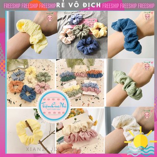 Scrunchies dây buộc tóc vải cotton phong cách vintage Tiệm Của Nhi CT010