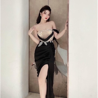 SIZE>60KG ĐẦM PHI LỤA RỚT AVI ĐÍNH KIM SA