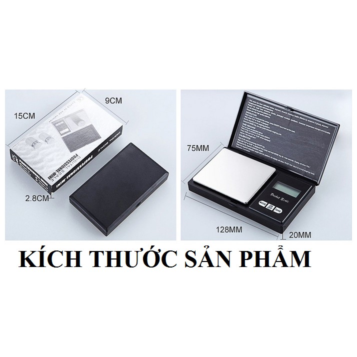 Cân tiểu ly, cân điện tử, cân thực phẩm, cân trang sức độ chính xác cao (Dải cân 200g-0.01g)đen