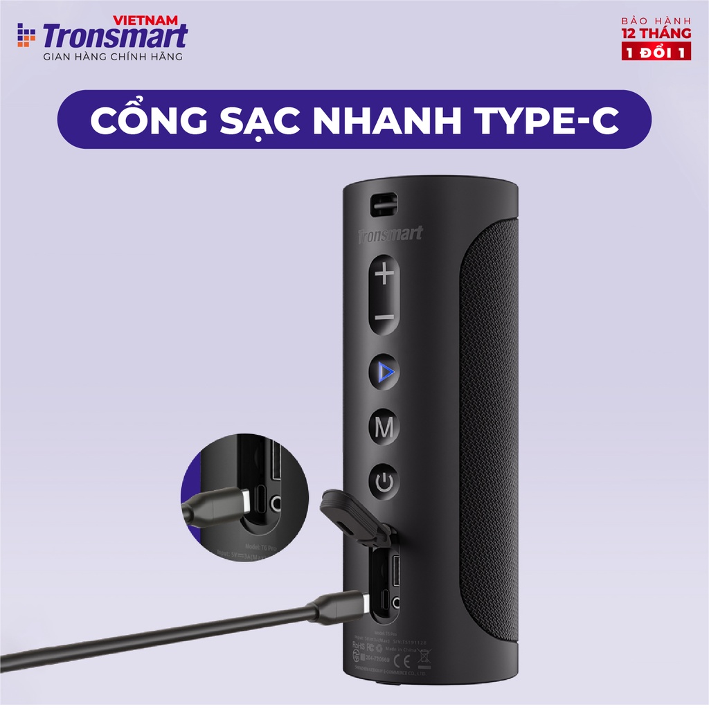 [Mã ELHACE giảm 4% đơn 300K] Loa Bluetooth Tronsmart T6 Pro 45W Chống nước IPX6 Ghép nối 2 loa - Hàng chính hãng