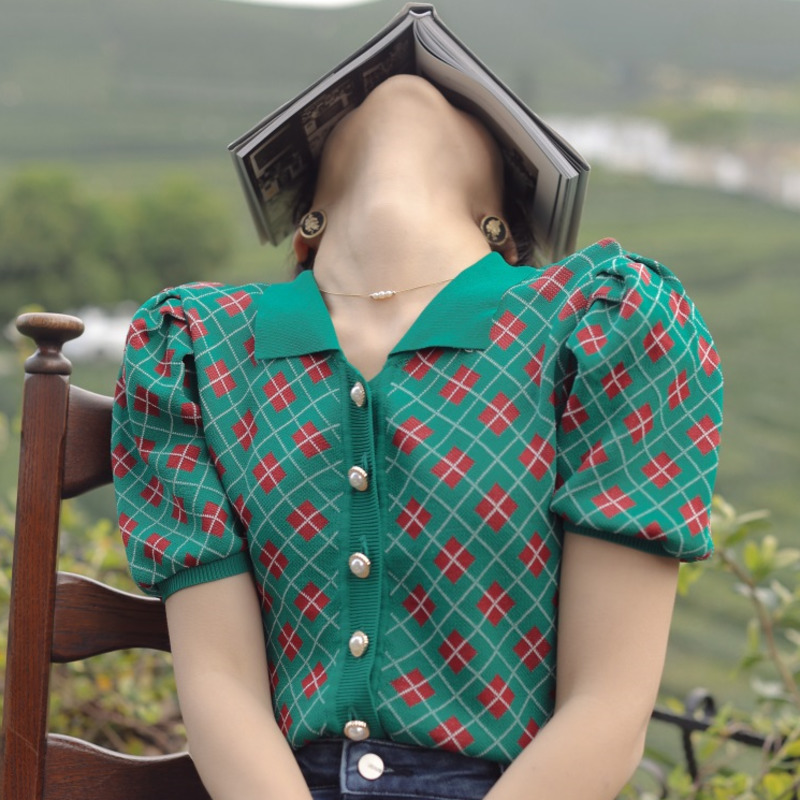 Áo Cardigan Dệt Kim Tay Ngắn Kẻ Sọc Kiểu Retro Hàn Quốc Xinh Xắn Cho Nữ | BigBuy360 - bigbuy360.vn