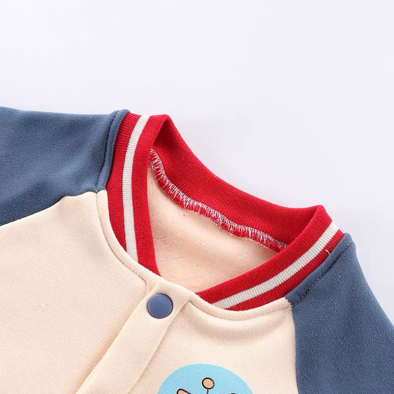 Áo Khoác Cho Bé Lót Nỉ Từ 12 Tháng Đến 6 Tuổi In Hình Hoạt Hình Dễ Thương Ấm Áp