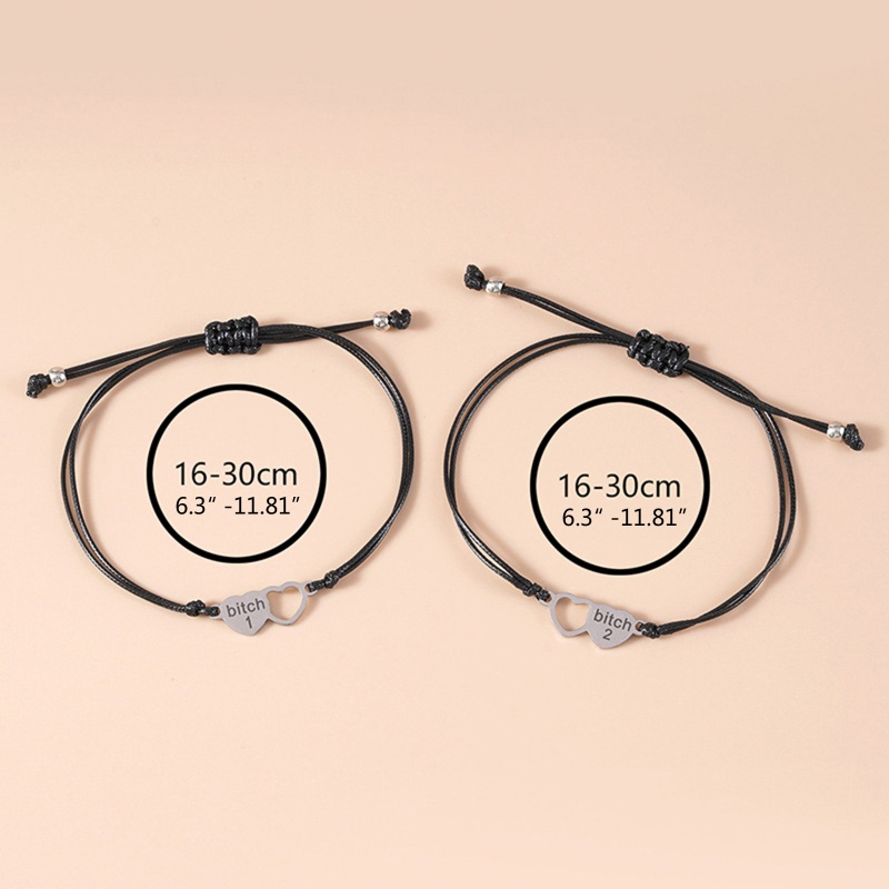 Bộ 2 Vòng Tay Dây Thừng Mặt Khắc Chữ Thời Trang Cho Chị Em Gái