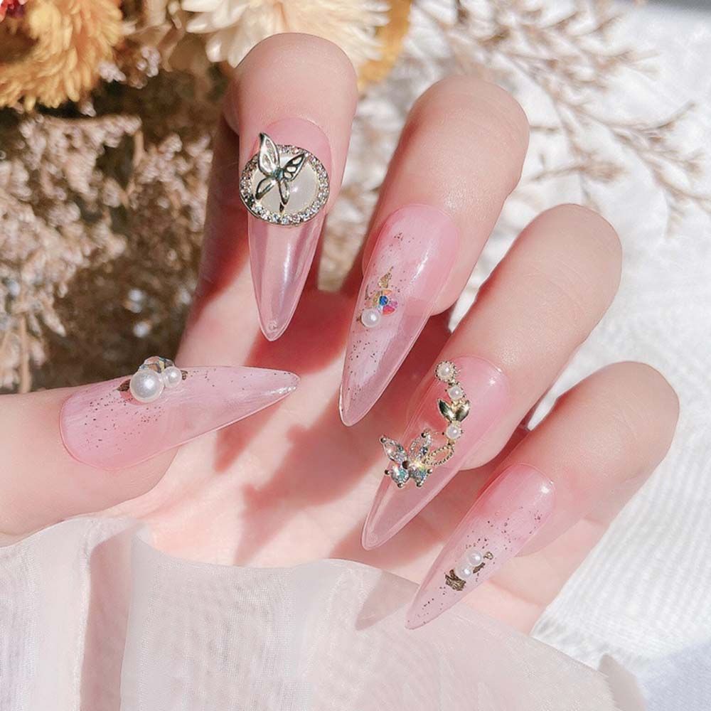 Phụ kiện trang trí móng tay hình bướm 3d/đa đạng kiểu dáng lấp lánh sang trọng diy