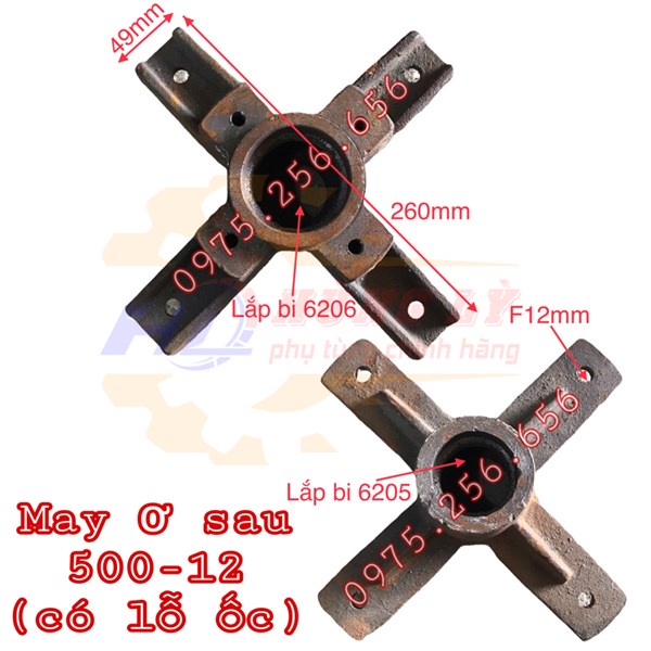 May ơ sau 500-12 (có lỗ ốc) lắp bên có xích phụ tùng máy tuốt lúa
