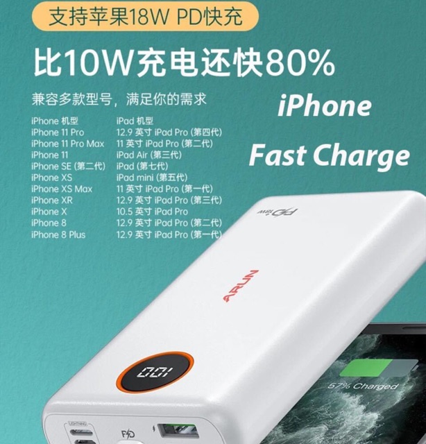 Pin Dự Phòng Arun FC20 20.000 mAh Hổ Trợ Sạc Nhanh 18W Các Đời Máy Cao Cấp