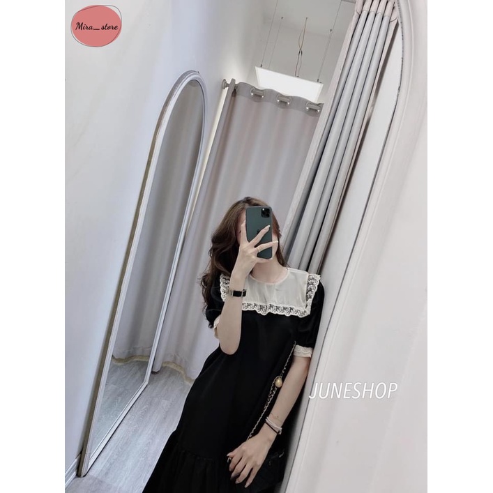 Váy Bầu Công Sở [FREESHIP] Đầm Bầu Dáng Suông Màu Đen Mặc Đi Làm Đi Chơi Chất Mát freesize từ 45-75kg