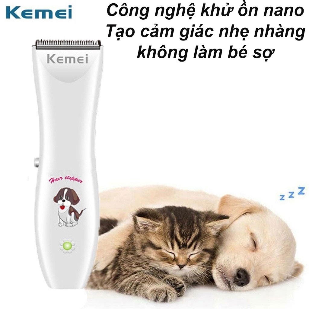 Tông đơ cắt lông chó mèo Kemei KM–1051, Máy cắt tỉa lông thú cưng tiếng ồn thấp, Bộ phụ kiện chăm sóc thú cưng