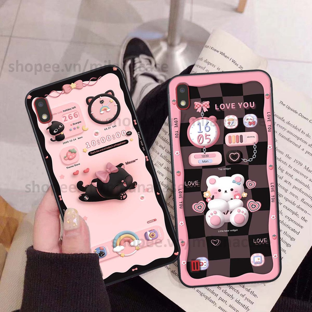 Ốp Samsung A10 / M10 hình đồng hồ icon gấu mèo cute cực dễ thương ngộ nghĩnh