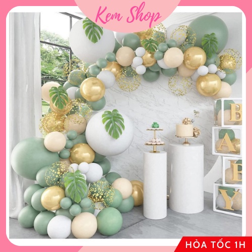 Set Bóng Trang Trí Tông Xanh Tropical Phong Cách Châu Âu Trang Trí Tiệc Sinh Nhật - K134