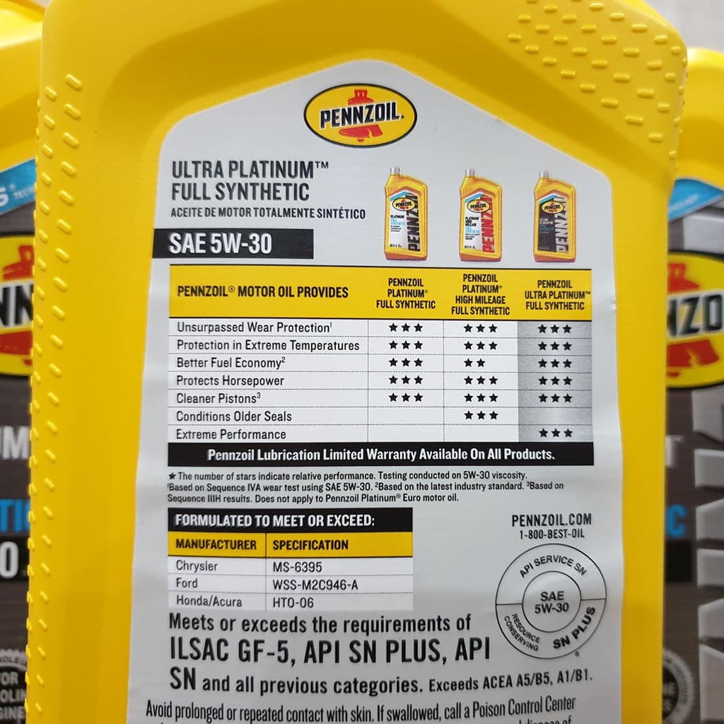 Nhớt PENNZOIL ULTRA PLATIUM 5W30 946ml cho xe tay ga