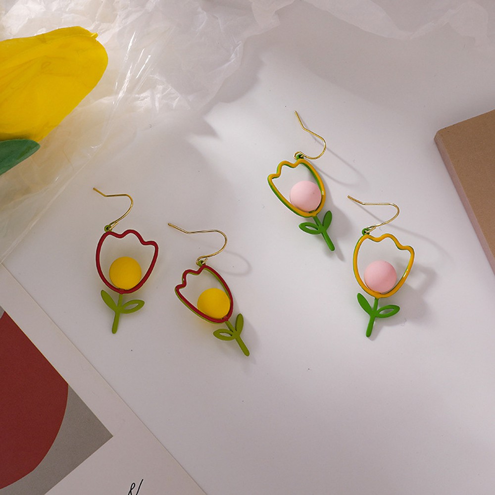 Bông Tai Thời Trang Hình Hoa Tulip Nhiều Màu Đáng Yêu Cho Nữ
