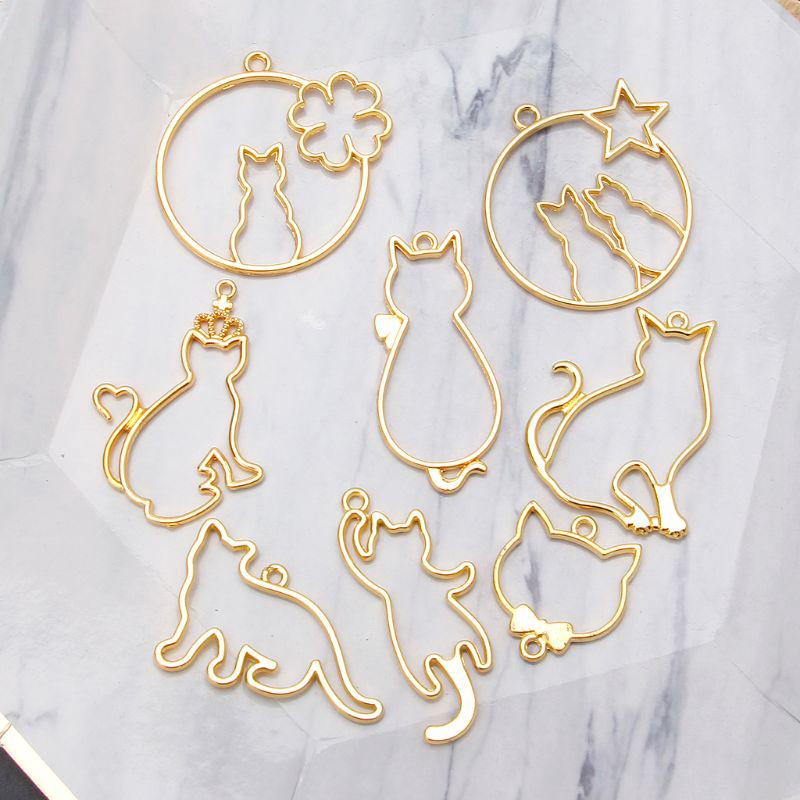 9 Khuôn kim loại làm trang sức từ nhựa resin kiểu dáng mèo con