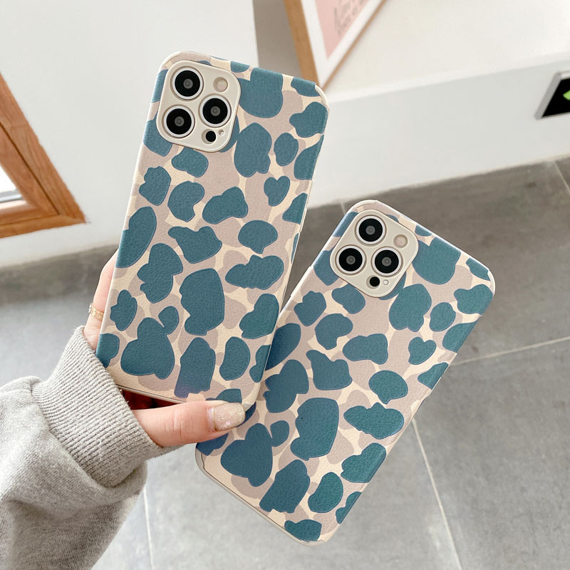 Thời Trang Ốp Điện Thoại Vân Da Cừu Màu Xanh Navy Chống Sốc Cho Iphone 12 Mini 12pro 11 Pro Xs Max 6 6s 7 8plus 8 X Xs Xr