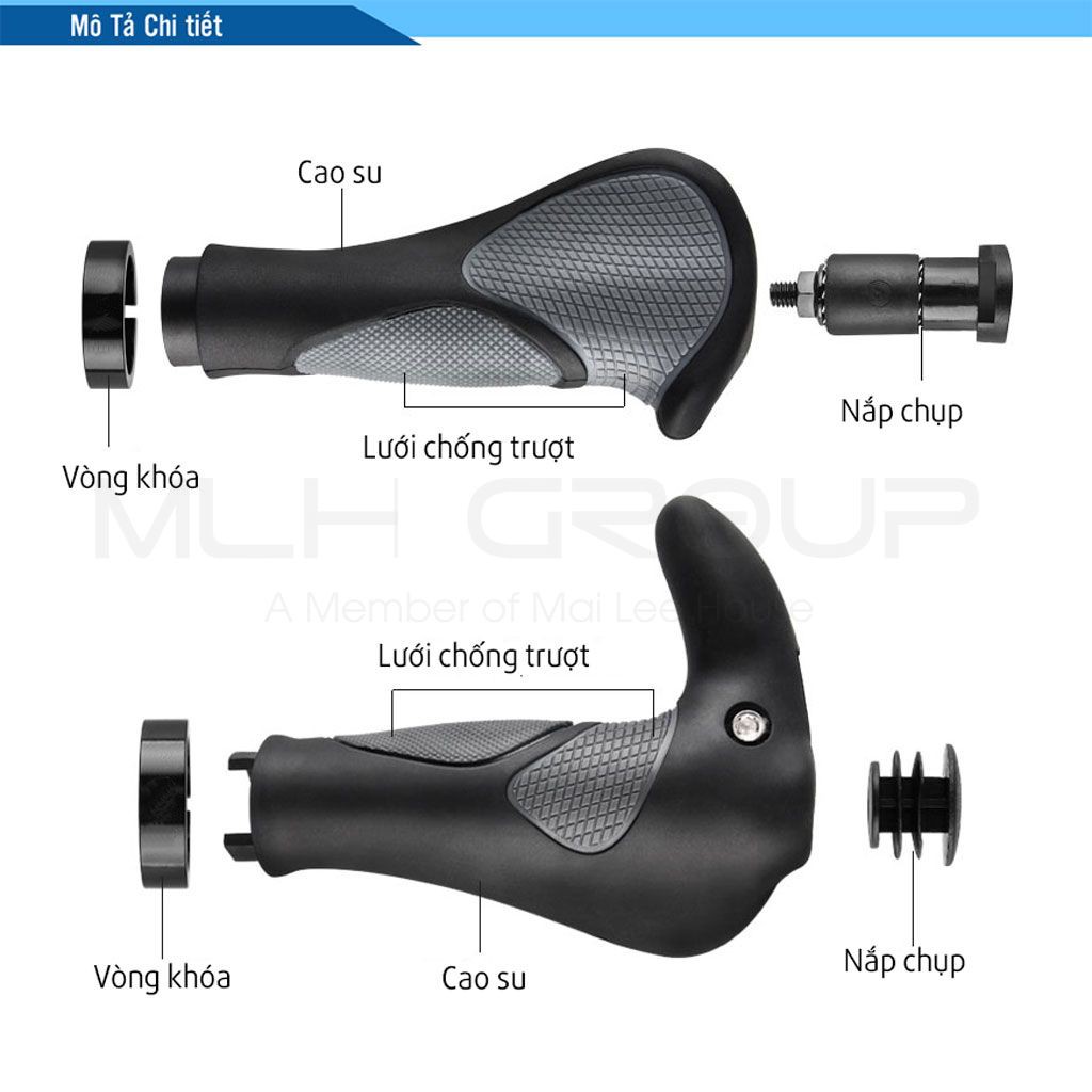 Tay Nắm Sừng Trâu Ghi Đông Xe Đạp Cao Su Nhiệt Dẻo Chống Trơn Trượt Cho Xe Đạp Thể Thao Địa Hình MTB MLH