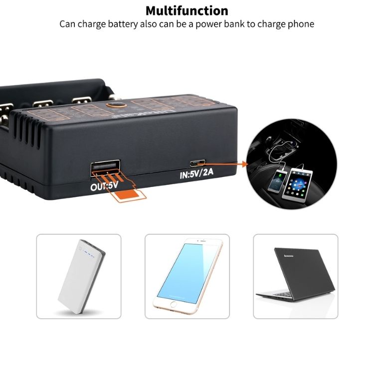 Bộ Sạc Pin Liitokala Lii-402, 4 khe sạc được nhiều loại Pin 26650, 22650, 18650, 18490, 18350, 17670, AA, AAA…