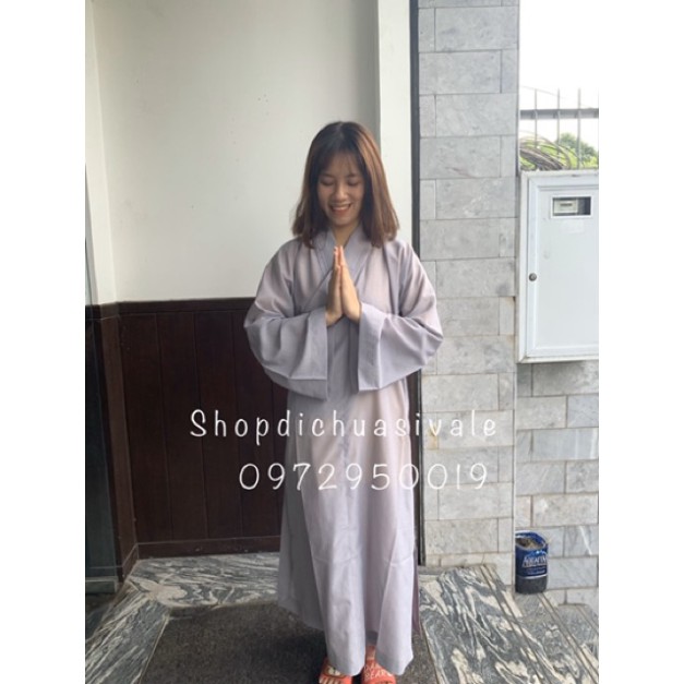 Đồ đi chùa áo choàng silk  - Đồ lam đi chùa  - Set lam Phật tử  - Huỳnh Gia