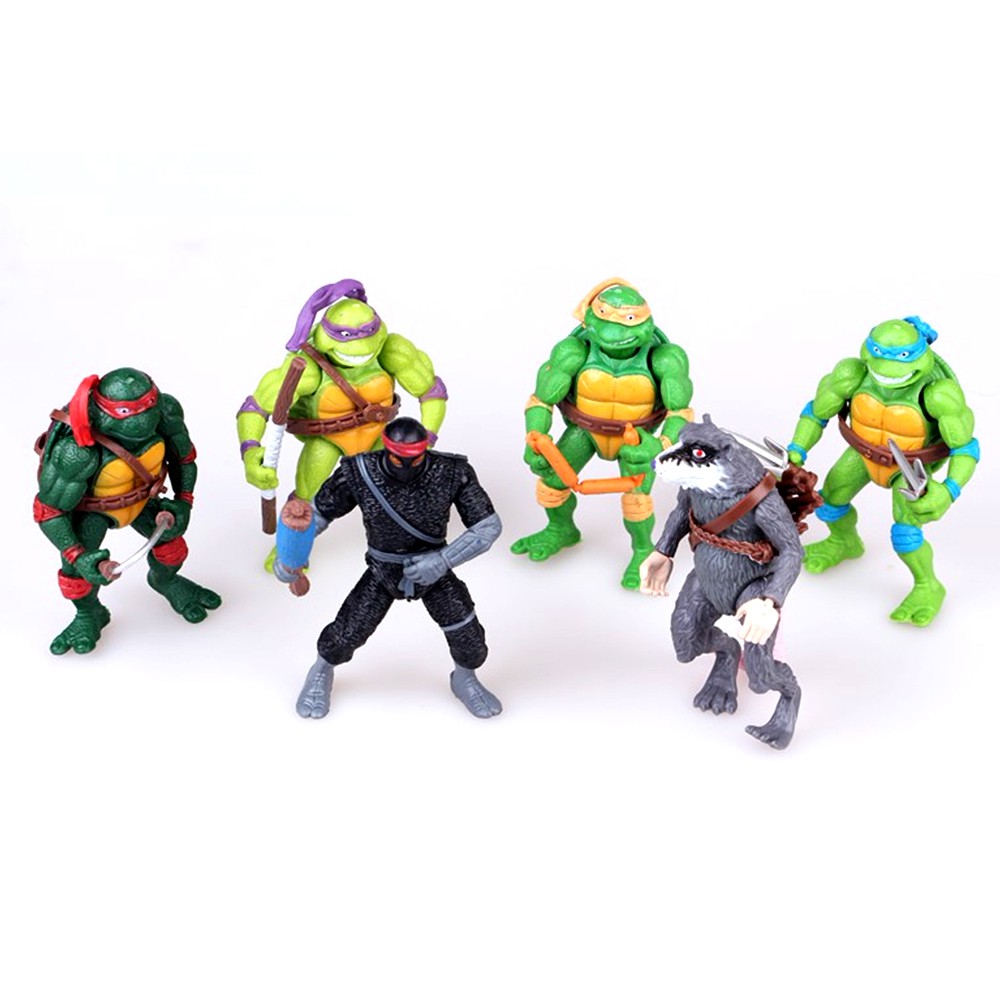 Bộ 06 Mô Hình Ninja Rùa Cao 12 cm làm đồ chơi PB2014 bằng nhựa đặc có khớp cử động linh hoạt - New4all Ninja Turtle Toys