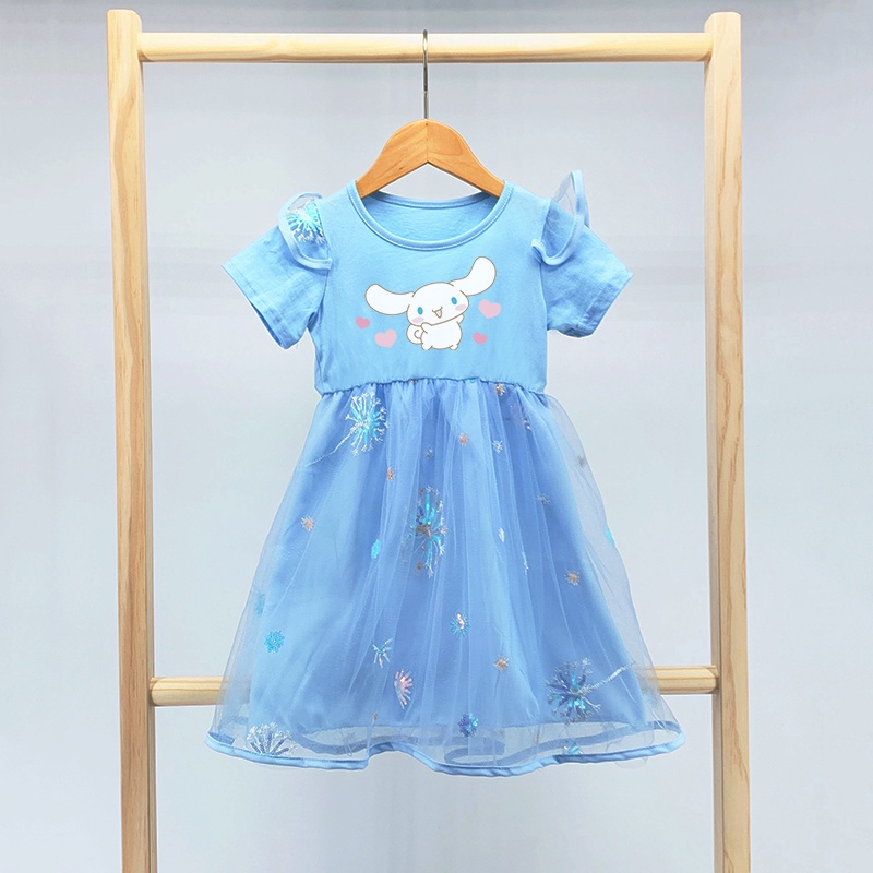 Đầm Bé Gái In Hoạ Tiết Hoạt Hình Cinnamoroll Phong Cách Hàn Quốc Xinh Xắn 2022