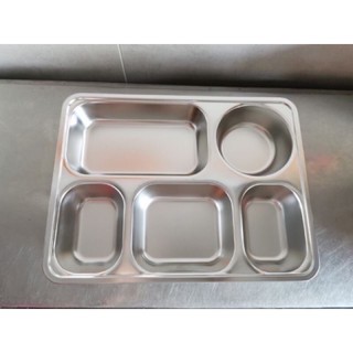 Khay cơm phần inox 5 ngăn sâu lòng 28x22x4cm