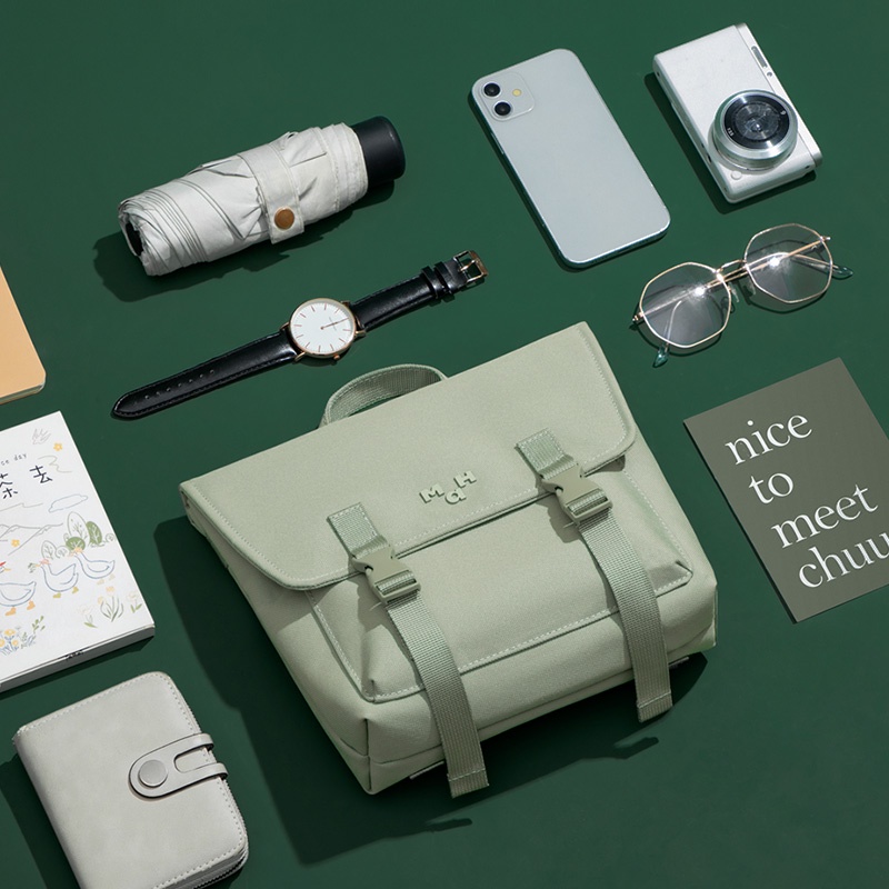 Ba lô MAH Oli mini màu xanh lá cây dáng nhỏ đơn giản dễ thương