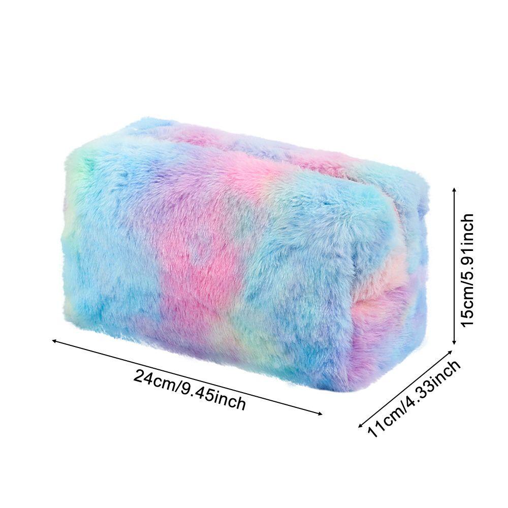 Túi Đựng Mỹ Phẩm Phủ Lông Màu Gradient Cỡ Lớn Tiện Lợi