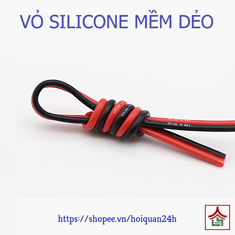 Dây Điện AWG Đôi Đỏ Đen Vỏ Silicone Chịu Nhiệt 200°C Chống Cháy