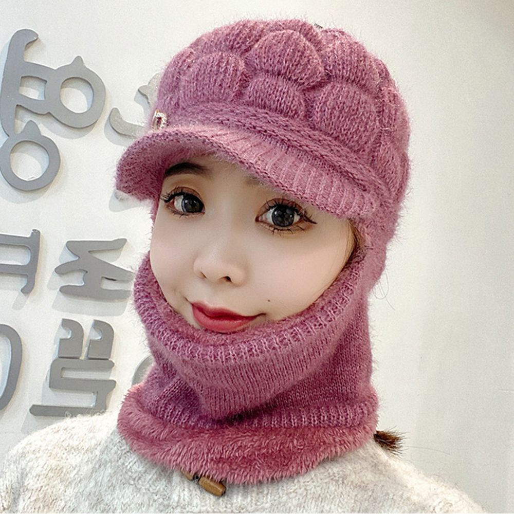 Mũ len tích hợp khăn choàng cổ giữ ấm mùa đông