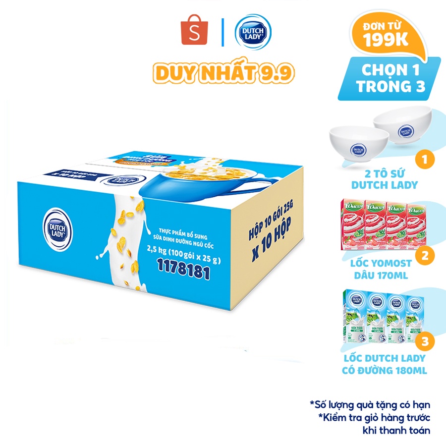 Thùng 10 dây Sữa Dinh Dưỡng + Ngũ Cốc Dutch Lady Cô Gái Hà Lan 25g/gói – Cho bữa sáng đủ chất