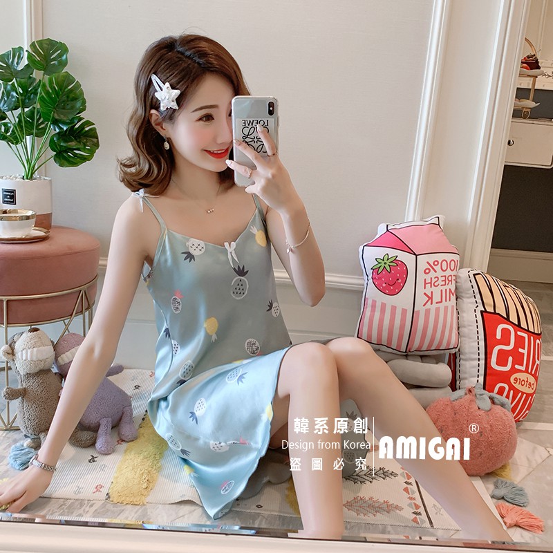 Đầm Ngủ Lụa Hai Dây Form Rộng Gợi Cảm Cho Nữ | BigBuy360 - bigbuy360.vn