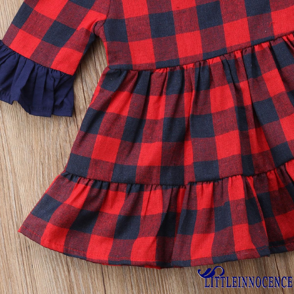 ❤XZQ-New Baby Kids Pageant Princess Party Dress Casual Plaids Girls Tutu Sundress Dresses