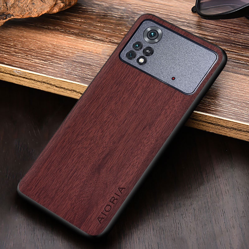 Ốp Bao Da Điện Thoại pu Họa Tiết Gỗ Cho xiaomi poco x4 pro nfc 5g m4 pro 4g