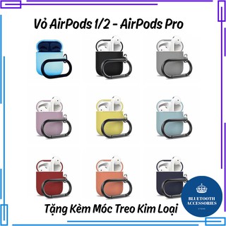 Vỏ Case AirPods, Vỏ Bảo Vệ Tai Nghe Bluetooth AirPods 1 2 AirPods Pro Màu Trơn Chống Nước Chống Bẩn Kèm Móc Treo Cao Cấp