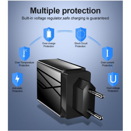 Củ sạc nhanh 3 cổng USB 3.0 hiển thị điện áp thông minh tiện lợi hàng xuất khẩu mỹ, châu âu, anh-Bán buôn bán sỉ giá rẻ