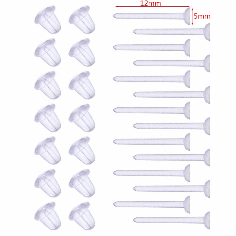 Set 100 Ghim Nhựa Trong Suốt Làm Khuyên Tai Thể Thao Makin