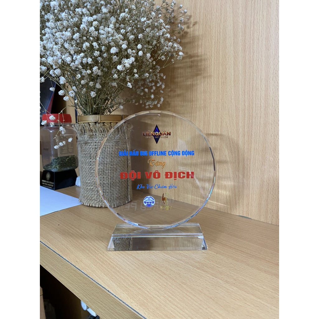 Combo 5 kỷ niệm chương pha lê tròn đường kính 12cm