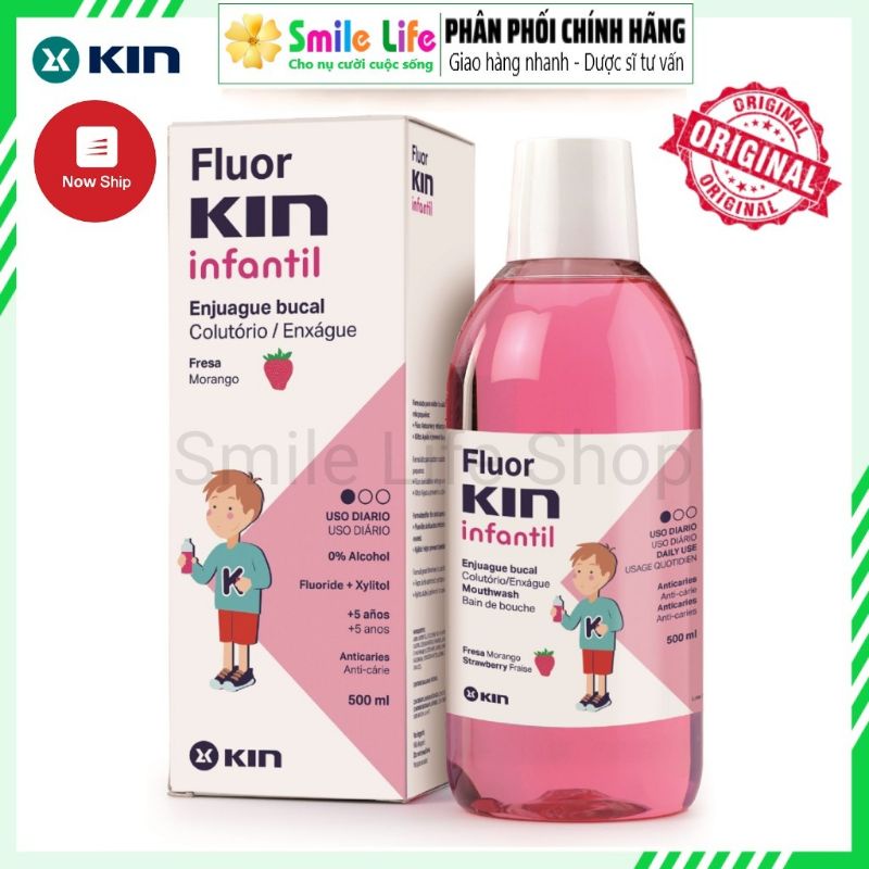 SMILE LIFE | Nước Súc Miệng FLUOR KIN CHILDREN INFANTIL ® 500ml - Ngừa sâu răng trẻ em trên 5 tuổi
