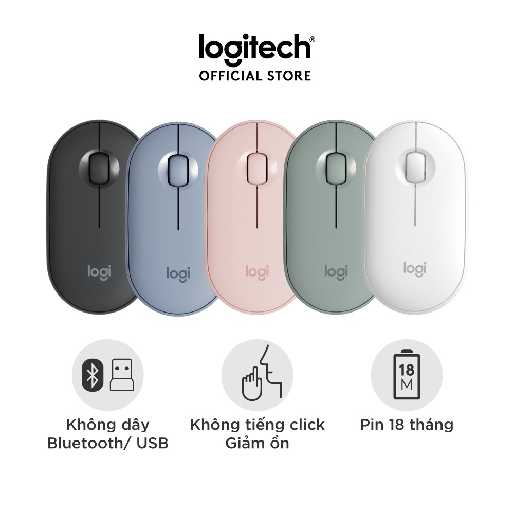 Chuột Bluetooth Không Dây Logitech Pebble M350 5.2+2.4G Hai Chế Độ Yên Tĩnh