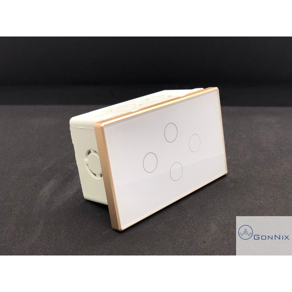 Công tắc thông minh Zigbee Tuya, hình chữ nhât viền vàng, điều khiển qua điện thoại App SmartLife/TuyaSmart