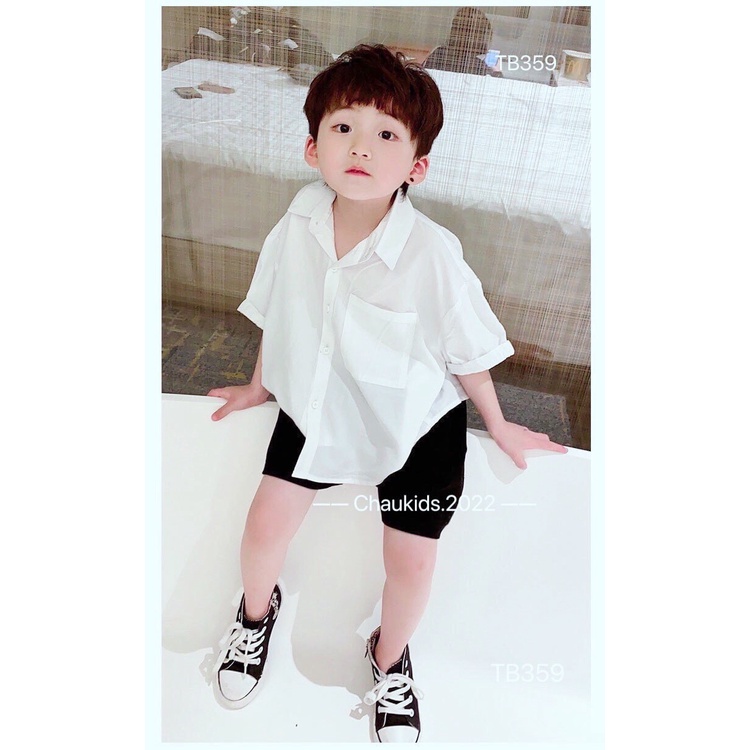 Bộ áo trắng quần đen cool ngầu bé trai